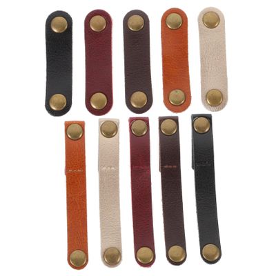 Uonlytech 10pcs Leather Cable Organizer Straps Earphone and Cord Management Mixed Colors Portable and Slim Travel and Home Use