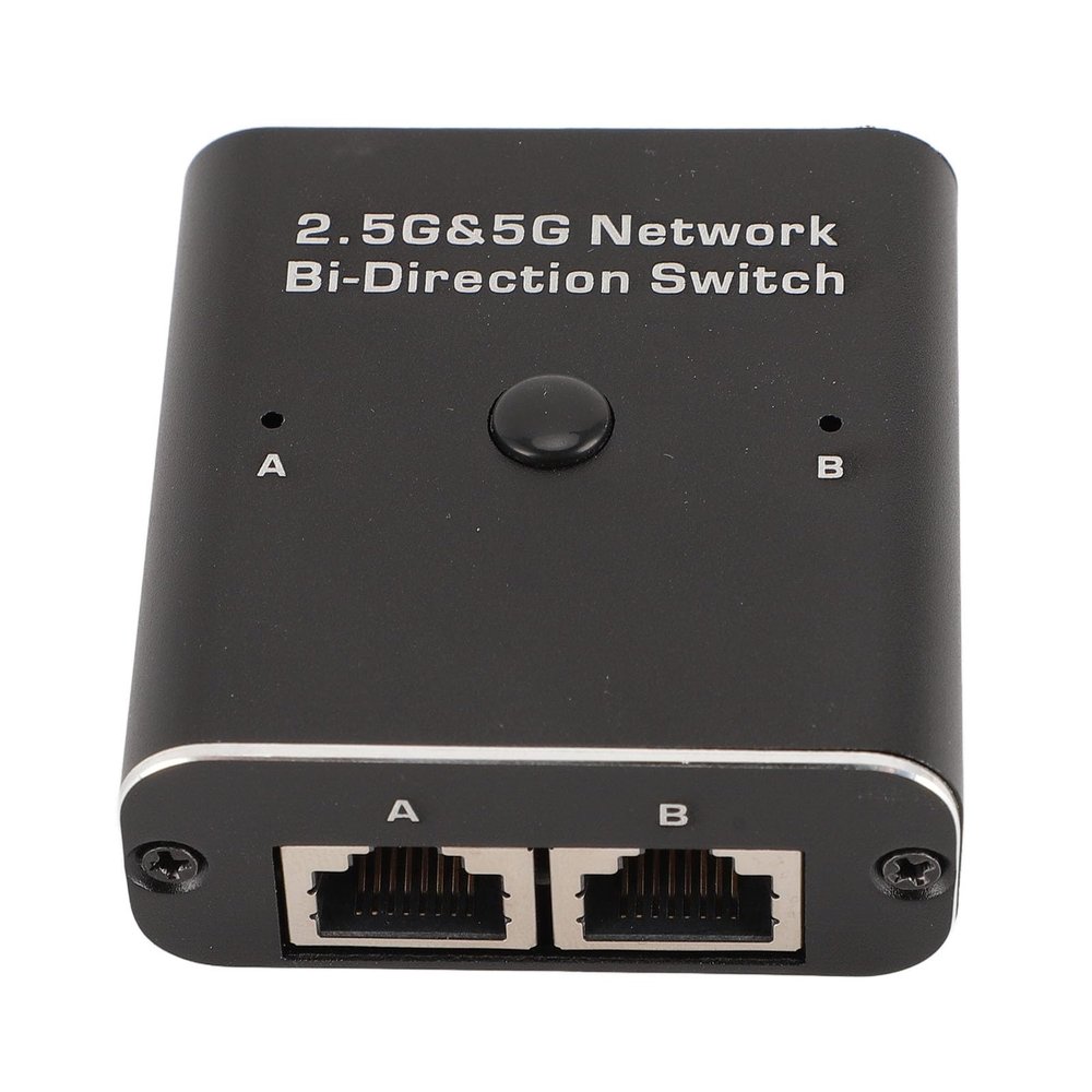 2.5G 5G Network Bidirection Switch, 2 in 1 Out Or 1 in 2 Out Two Way 2 Port RJ45 Network Switch for RJ45 Internal External Network Switch, Easy Setup, Small Size, Aluminum Alloy