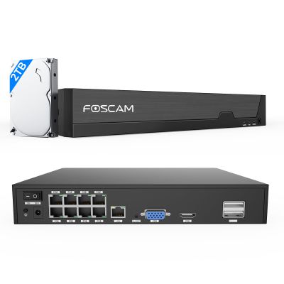 FOSCAM 4K 8CH Network Video Recorder for Security Camera System, 24/7 Recording to Pre-Installed 2TB Hard Drive