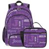 Zestdesign Personalized Backpack with Lunch Box for Women Men Lightweight Waterproof Custom Backpacks Set with Name Customize Travel Casual Daypacks, Dark Purple view 1