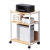 AV Media Stand,Metal Media Cart with Wheels, 3 Tier CD Player Stand,Open Storage Audio Rack for Living Room, Office, Conference Rooms, Recording Studio(Field Oak) view 1