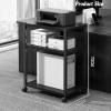 AV Media Stand,Metal Media Cart with Wheels, 3 Tier CD Player Stand,Open Storage Audio Rack for Living Room, Office, Conference Rooms, Recording Studio(Field Oak) view 2