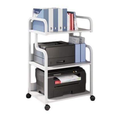 3 Tier AV Media Stand,CD Player Stand, Metal Media Cart, Open Storage Audio Rack,for Classrooms, Living Room, Office,Recording Studio(White)