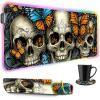 RGB Gaming Mouse Pad 13 Lighting Mousepad Modes Non-Slip Rubber Base Stitched Edges Desk Mat 31.5 x 11.8 inch Large Keyboard Large Mouse Pad for PC Games Laptop Computer - Butterflies and Skull view 1