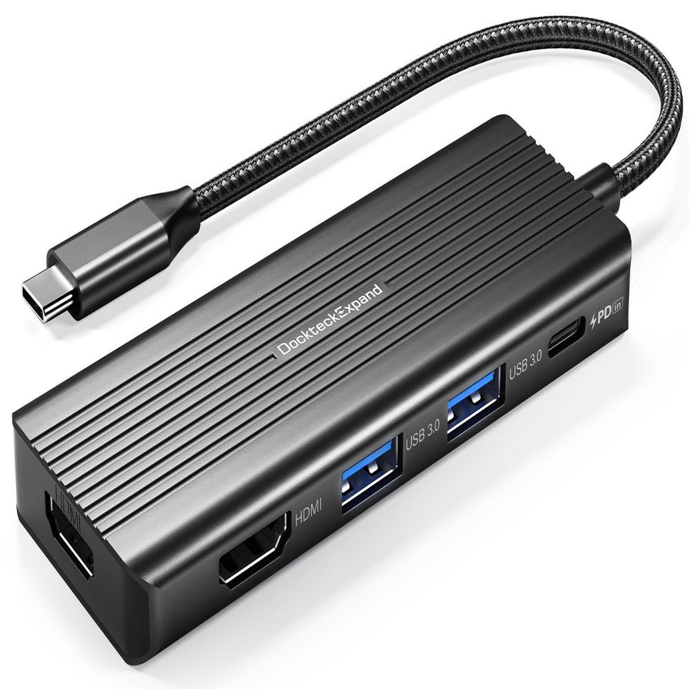 USBC to HDMI, DockteckExpand 5-in-1 USB C Hub with Dual HDMI 4K@30Hz, 2 USB 3.0 Ports, 100W PD Charging Compatible with MacBook, Dell, Chromebook & More