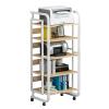 AV Media Stand,Metal Media Cart with Wheels, 3/4/5 Tier CD Player Stand,Open Storage Audio Rack for Living Room, Office, Conference Rooms, Recording Studio(5tier) view 1