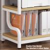 Metal Media Cart, AV Media Stand,4 Tier CD Player Stand,Open Storage Audio Rack for Living Room, Office, Conference Rooms, Recording Studio(Black+Light Walnut) view 4