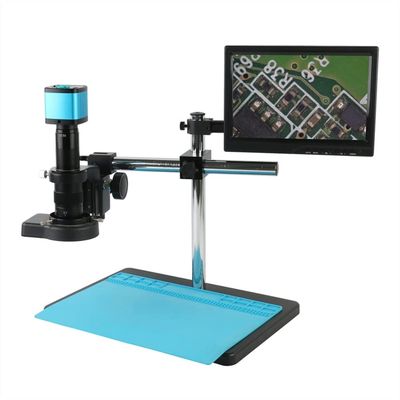 Lab Microscope Accessories 1080P 2K 48MP 4K HDMI USB Industrial Zoom 180X 300X Video Microscope Camera Work System for PCB Soldering Phone Repair PCB Inspection(D,300X)