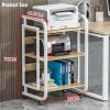 AV Media Stand,Metal Media Cart with Wheels, 3/4/5 Tier CD Player Stand,Open Storage Audio Rack for Living Room, Office, Conference Rooms, Recording Studio(3tier) view 2