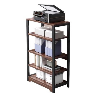 AV Media Stand,Metal Media Cart, 5 Tier CD Player Stand,Open Storage Audio Rack for Living Room, Office, Conference Rooms,Theater, Recording Studio(Wild Oak Color)