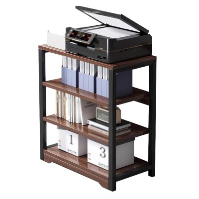 AV Media Stand,Metal Media Cart, 4 Tier CD Player Stand,Open Storage Audio Rack for Living Room, Office, Conference Rooms,Theater, Recording Studio(Wild Oak Color,50 X 30 X 85cm)