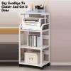 4 Tier AV Media Stand,CD Player Stand, Metal Media Cart, Open Storage Audio Rack,for Living Room, Office, Classrooms, Recording Studio(White+White) view 4