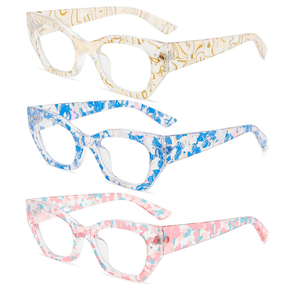 laureles Sexy Small Square Eyewear 3Pack Mix Blue Light Blocking Cat Eye Reading Glasses Women Computer Readers (3Pack Mix, 0, x)
