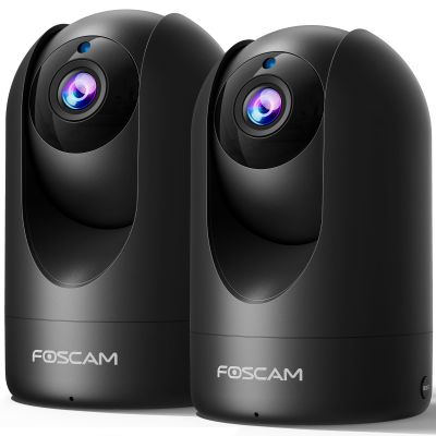 FOSCAM Home Security Camera R4S 4MP WiFi IP Camera,Wireless Baby Monitor with AI Human Detection Sound Detection 33ft Night Vision 2 Way Audio Compatible with Alexa Black 2PCS