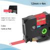 POPOBUY 4 Pack AZe 12mm 0.47 inch Red Satin Ribbon Tape Compatible for Ptouch TZ-RW34 TZe-RW34 Label Tape for PT-D210 D220 D400 D600 H110 Label Maker, Glod on Red view 2