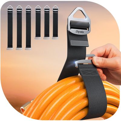 6 Pack One Hand Operation [1s Tighten by Gravity] Adjustable Extension Cord Organizer Holder, Hose Rope Storage Straps Wrap for RV Shed Workshop Garage Organization, Gadgets Tools Gifts for Dad Men