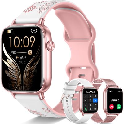 1.83'' Smart Watch for Women with Bluetooth Call (Answer/Dial), Activity Fitness Tracker with 100+ Sport Modes Heart Rate/Sleep Monitor Pedometer, Women Smartwatches Compatible Android Phone iPhone
