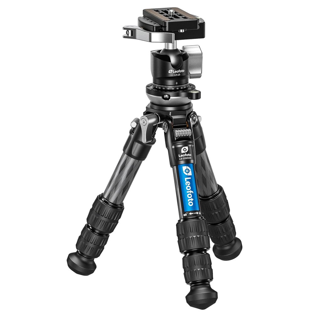 Carbon Fiber Mini Tabletop Tripod with Leveling Base for Camera, Aluminum 360 Rotating Ball Head with 1/4" QR Plate for DSLR/Phone Holder/Projector, Convertible 1/4" & 3/8" Screw, Max Load 11.4LB
