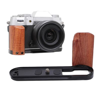 for Fuji X T50 Handgrip, L Shape Grip with Wooden Handle & QR Plate & 1/4 Inch Screw Hole, Camera L Shape Handle Bracket for Fuji X T50 Accessories