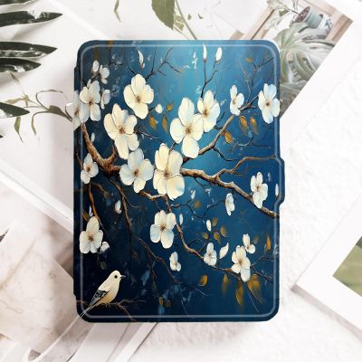 Case Cover for Kindle Voyage (2014 Released) - Case with Safe Magnetic Closure and Auto Sleep/Wake Function,Flowers and Birds Oil Painting