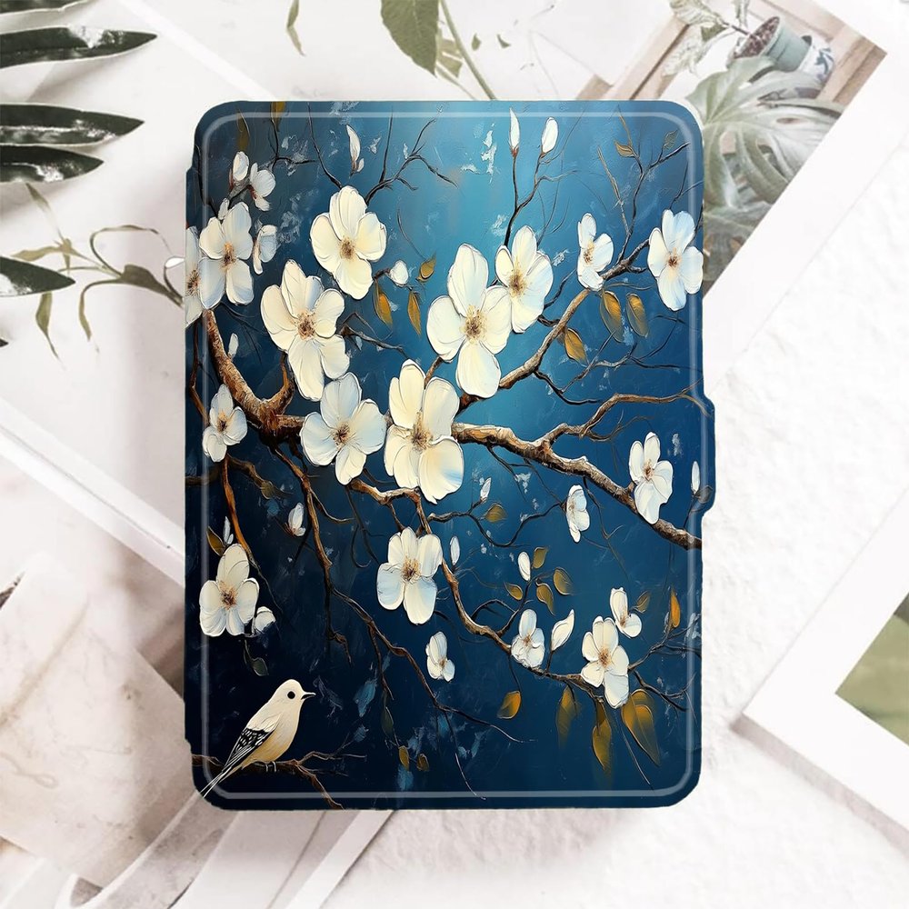 Case Cover for Kindle Voyage (2014 Released) - Case with Safe Magnetic Closure and Auto Sleep/Wake Function,Flowers and Birds Oil Painting