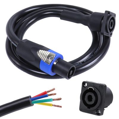 SUNNAREPOON 3.28 Feet 4 Conductor Speakon Cables to Panel Mount Socket Extension Cord - 12 AWG 4 Wire Speakon NL4FX Male Twist Lock Plug to NL4MP Female Cable for Chuchero, Stage, PA, DJ - 1 Pack