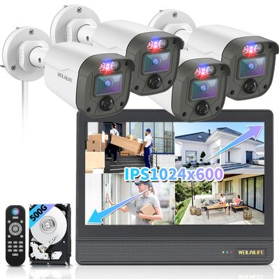 All-in-One Security System Outdoor Wired Security Camera System with 10 Monitor, Home Video Surveillance Systems, Outside CCTV Cameras for Home Security, Surveillance DVR Kits