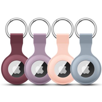 4 Pack Airtag Case Holder for Apple Air Tag, Airtag Case with Anti-Lost Keychain, Silicone Protective Cover for Kids' Backpacks, Dog Collars, Luggage, Multi-Color Protective AirTag Accessories
