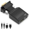 VGA to HDMI Adapter Converter with 3.5mm Audio Cable, Active Male VGA to Female HDMI 1080P 60Hz Video Dongle Adapter, VGA Source to HDMI Display Converter for Computer, Projector view 1
