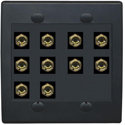 RiteAV 10 Banana 5 Speaker Surround 2 Gang Coupler Wall Plate 2 Gang Black