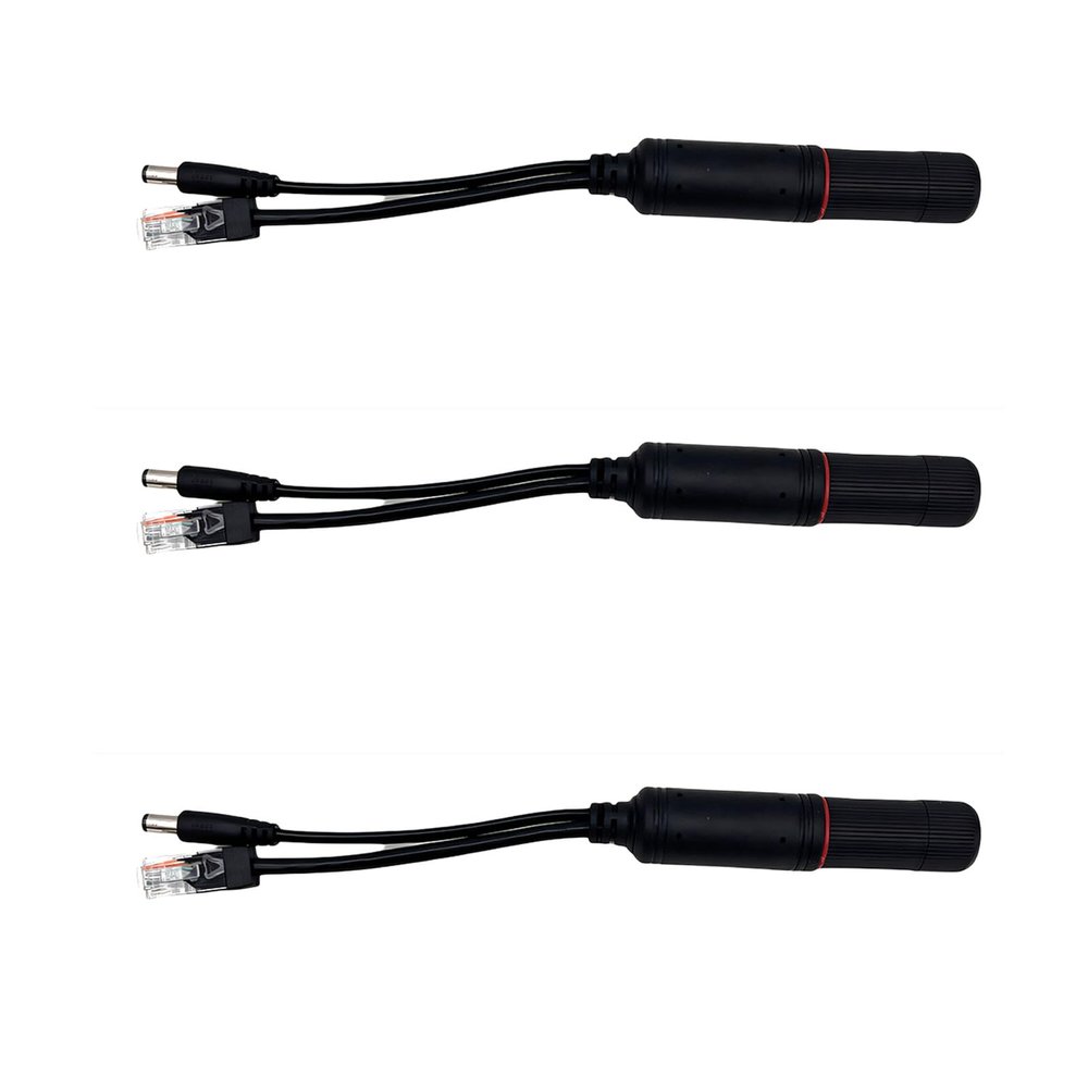PoE 48V to 12V IEEE 802.3af PoE Splitter for IP Cameras, Media Players, Speakers, Outdoor Rainproof,3Pack
