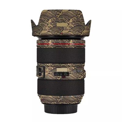 Anti-Scratch Camera Lens Sticker for Canon EF 24-105mm F4 L is II USM Coat Wrap Protective Film Body Protector Skin Cover 24-105 4 (Wave Gold)