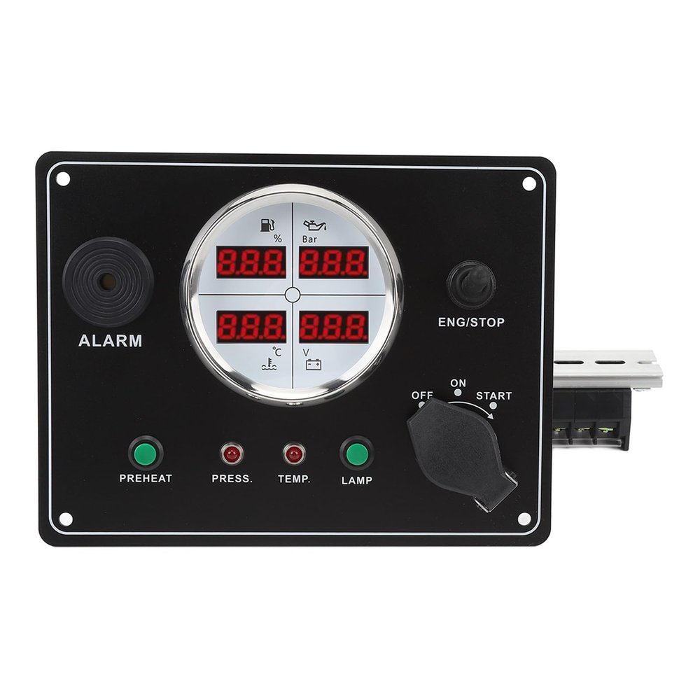 GEERYZHE Boat Gauges Set, Digital Gauge Cluster Set Metal Plastic Marine Instrument Panel with Keys for Yachts Speedboats (White)