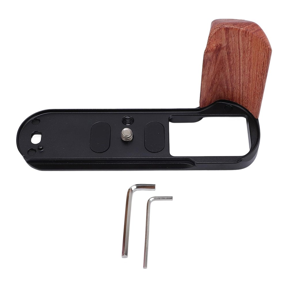 Akozon Camera L Shape Grip Quick Release Plate Wood Aluminum Alloy Handle for X T50