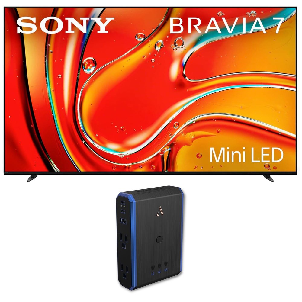 Sony K65XR70 65 Inch 4K Bravia LCD Mini LED Full Array HDR Google TV with an Austere 5S-PS4-US1 4-Outlet Power with Omniport USB (2024)