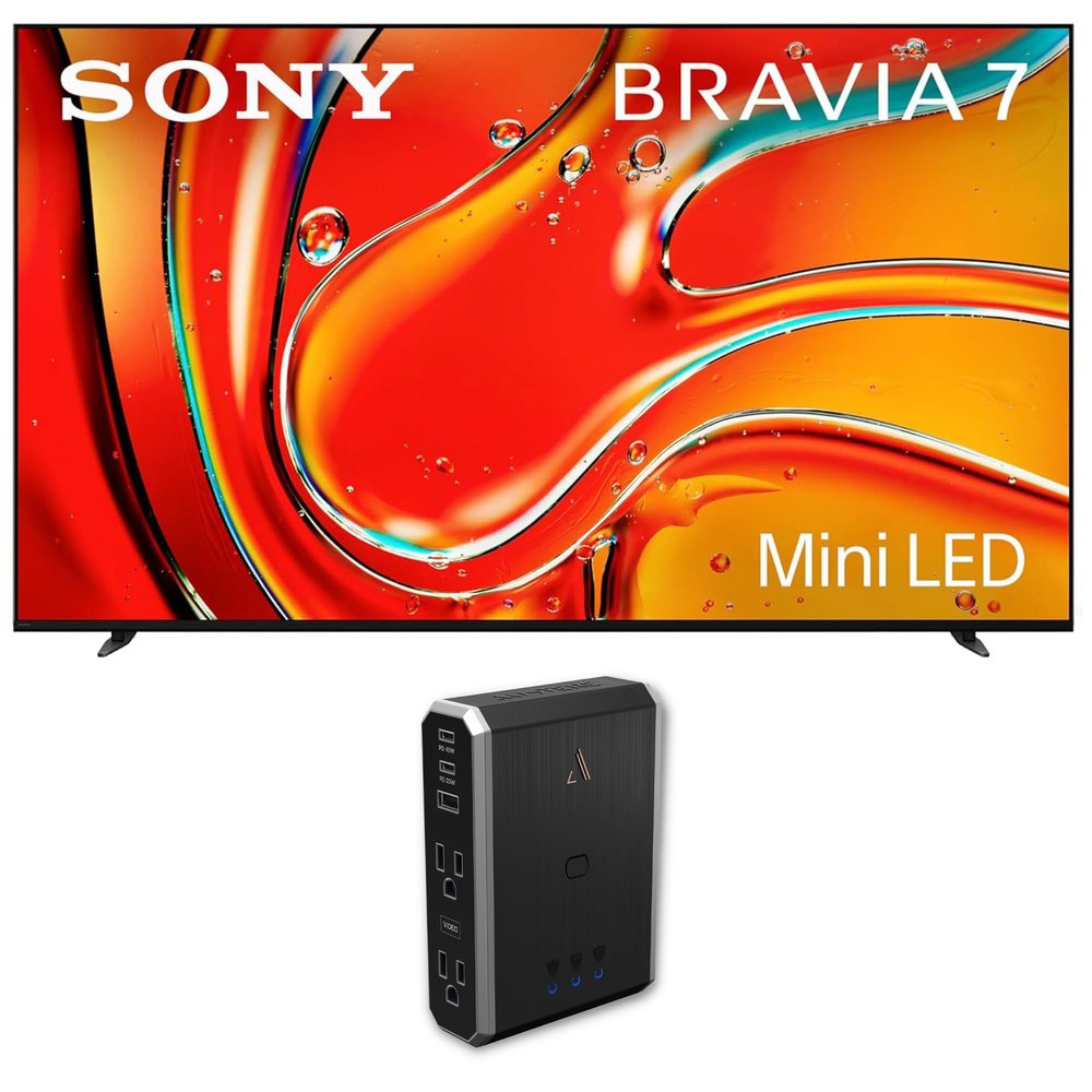 Sony K65XR70 65 Inch 4K Bravia LCD Mini LED Full Array HDR Google TV with an Austere 7S-PS4-US1 4-Outlet Power with Omniport USB (2024)