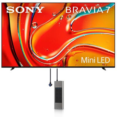 Sony K65XR70 65 Inch 4K Bravia LCD Mini LED Full Array HDR Google TV with an Austere 5S-PS8-US1 V-Series 8-Outlet Power w/Omniport USB (2024)
