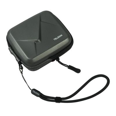 TELESIN PU Mini Carrying Case for Hero 13/12/11/10/9/8/7/6/5/4/3, Osmo Action 5 Pro/4/3, Ace, Ace Pro, Ace Pro2, Hard Travel Storage Case Camera Accessories with Elastic Wirst Strap