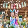 Easter Backdrop for Photography 7x5FT Spring Green Grass Flower Rabbit Egg Wooden Wall Background Easter Kids Newborn Portrait Photo Props view 3