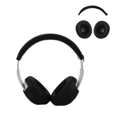 Aiivioll Studio Pro Silicone 2 in 1 Case Cover Set, Anti-Scratch Ear Pad Cover/Zipper Headband Cover for Beats Studio Pro Headphone, Studio Pro Soft Silicone Protector Accessories(Black)