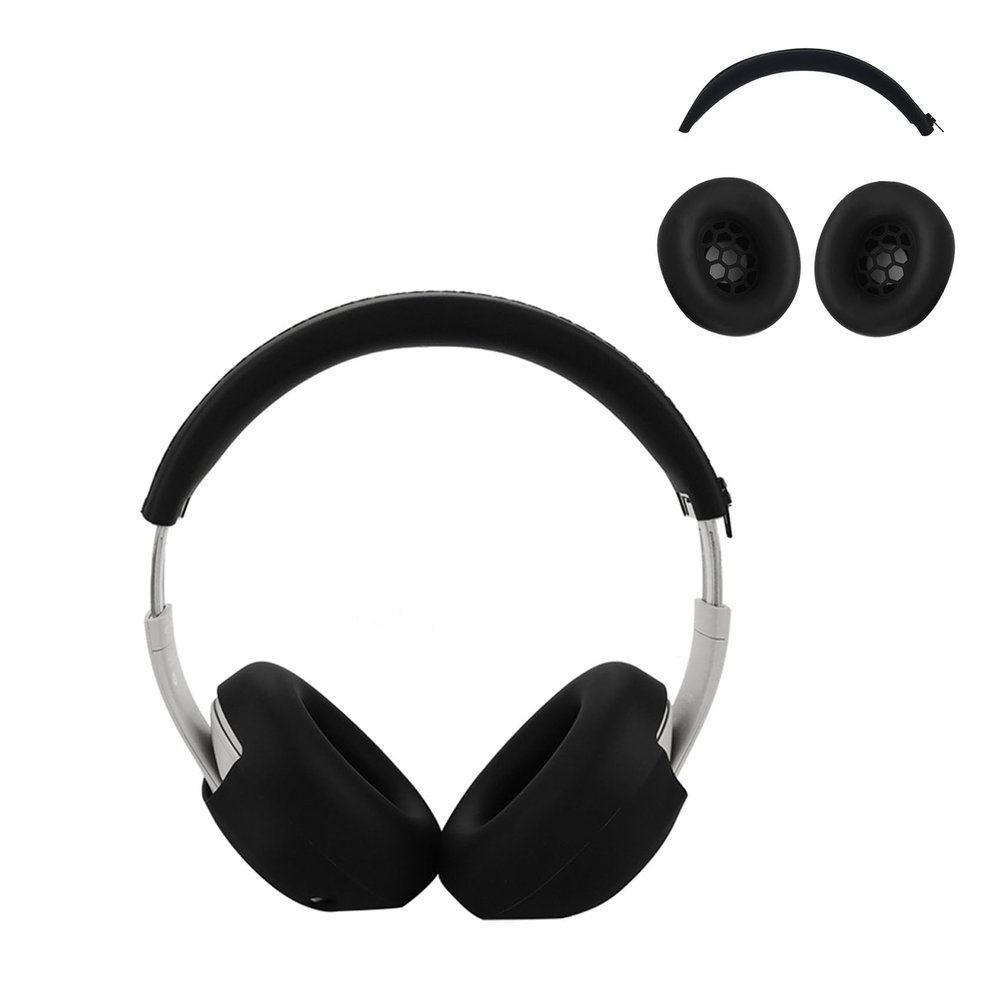 Aiivioll Studio Pro Silicone 2 in 1 Case Cover Set, Anti-Scratch Ear Pad Cover/Zipper Headband Cover for Beats Studio Pro Headphone, Studio Pro Soft Silicone Protector Accessories(Black)
