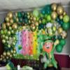St.Patrick's Day Backdrop Rainbow Wooden Wall Lucky Clover Gold Coins Balloon Glitter Photography Background Irish Shamrock Banner Adult Kids Baby Birthday Party Decorations Photo Booth Props (8x6FT) view 3