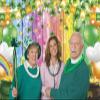 St.Patrick's Day Backdrop Rainbow Wooden Wall Lucky Clover Gold Coins Balloon Glitter Photography Background Irish Shamrock Banner Adult Kids Baby Birthday Party Decorations Photo Booth Props (8x6FT) view 4