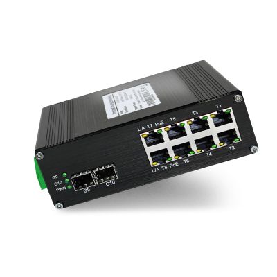 Unmanaged 8-Port 2.5G Switch with 2-Port 10G SFP+, Industrial 30W PoE Ethernet Switch Supports IEEE 802.3af/at, 48~57VDC Power Input, -40F to 176F