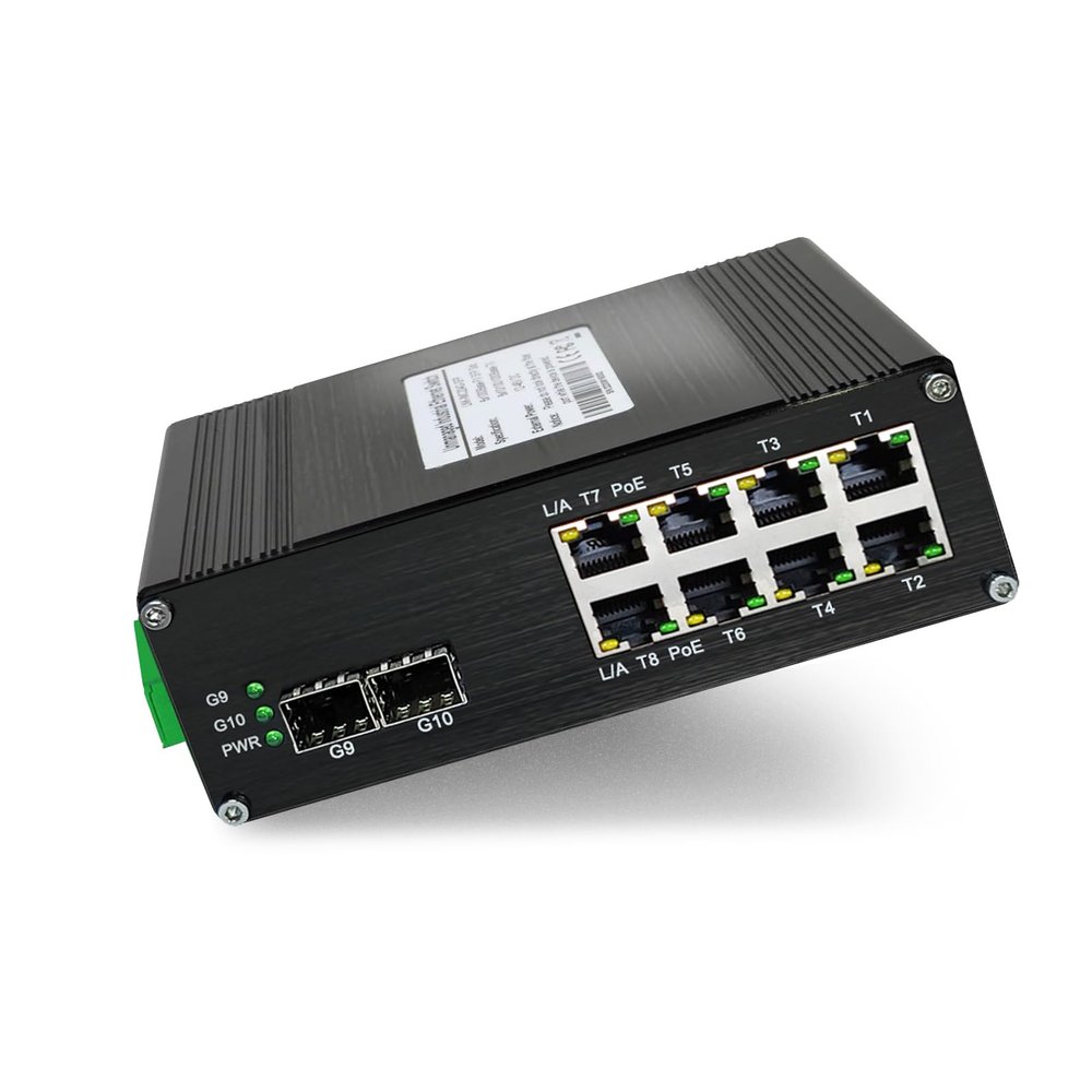 Unmanaged 8-Port 2.5G Switch with 2-Port 10G SFP+, Industrial 30W PoE Ethernet Switch Supports IEEE 802.3af/at, 48~57VDC Power Input, -40F to 176F
