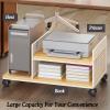 AV Media Stand, 2 Tier CD Player Stand with Wheels,Metal Media Cart,Open Storage Audio Rack for Living Room, Conference Rooms, Recording Studio(White+Light Walnut) view 4