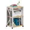 3/4/5 Tier CD Player Stand with Wheels,AV Media Stand, Metal Media Cart, Open Storage Audio Rack,for Classrooms, Living Room,Classrooms,Office,Recording Studio(Dark Walnut,3tier) view 1