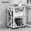 3/4/5 Tier CD Player Stand with Wheels,AV Media Stand, Metal Media Cart, Open Storage Audio Rack,for Classrooms, Living Room,Classrooms,Office,Recording Studio(Dark Walnut,3tier) view 2