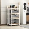 DFEDHF Floorstanding Storage Shelves 19.7x15.7x39.4in, 4 Tier Furniture Media Stand Audio Rack DVD CD Player Stand Power Amplifier Equipment Cabinet Wooden S(White-One Size) view 1
