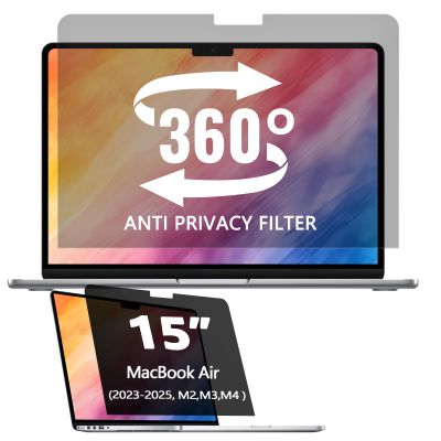 360 Privacy Screen Protector for MacBook Air 15 inch (2023-2025, M2, M3, M4), Privacy Screen Filter Compatible with MacBook Air 15.3 inch, Anti-Spy/Anti Fingerprint/Anti Blue Light/Anti Glare